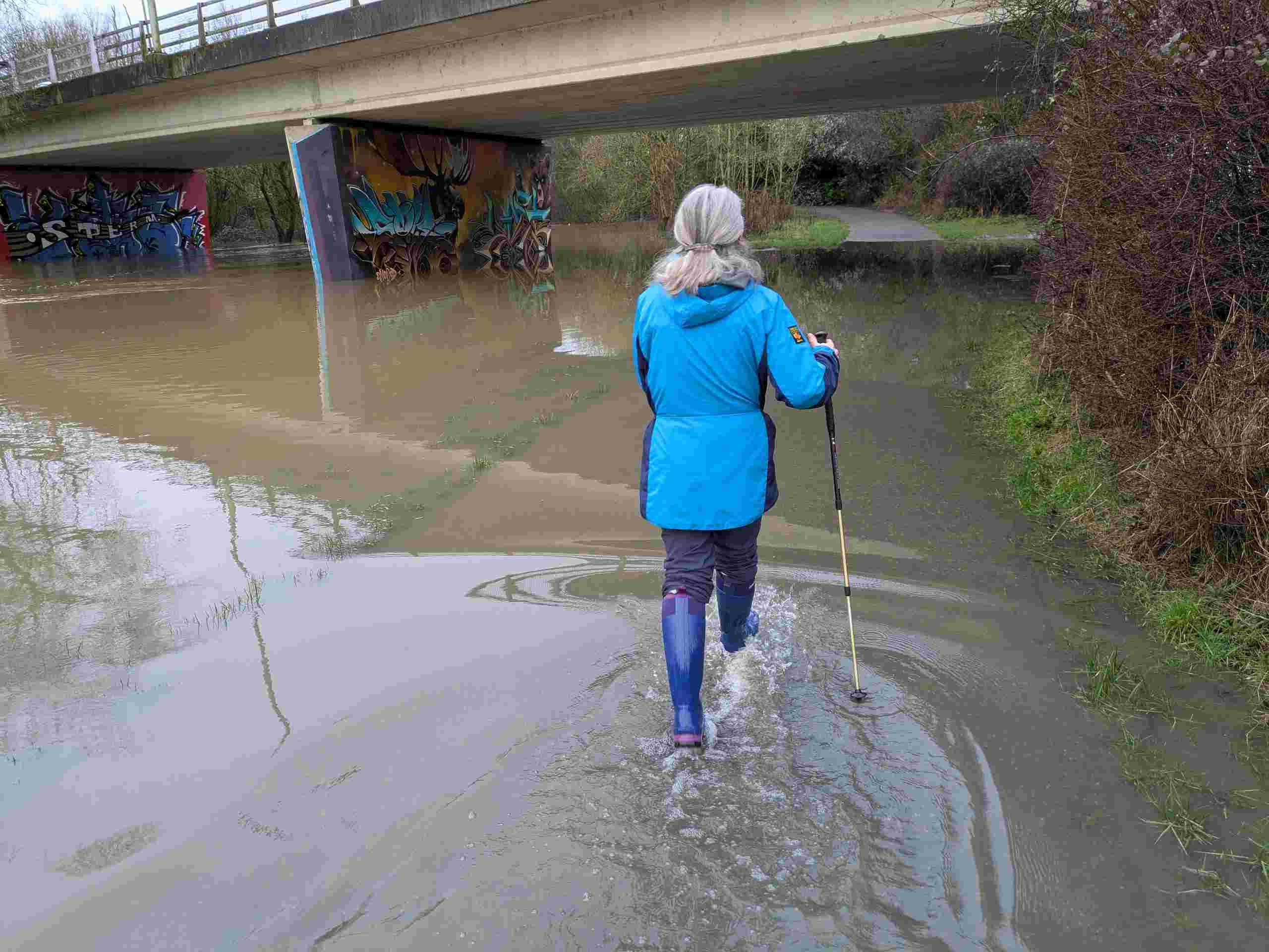 The under the Bader way with someone walking