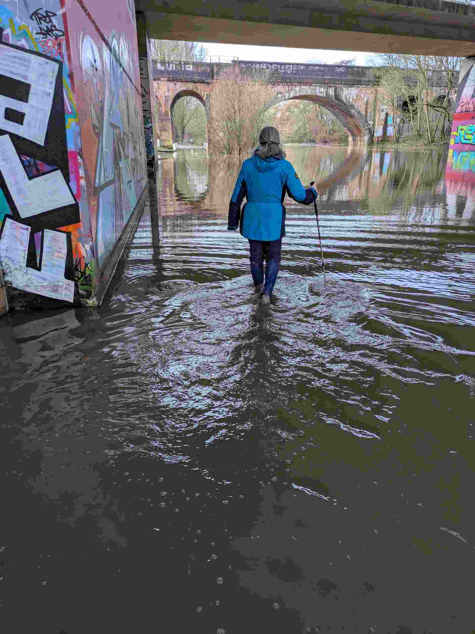 Wading under the A329M bridge