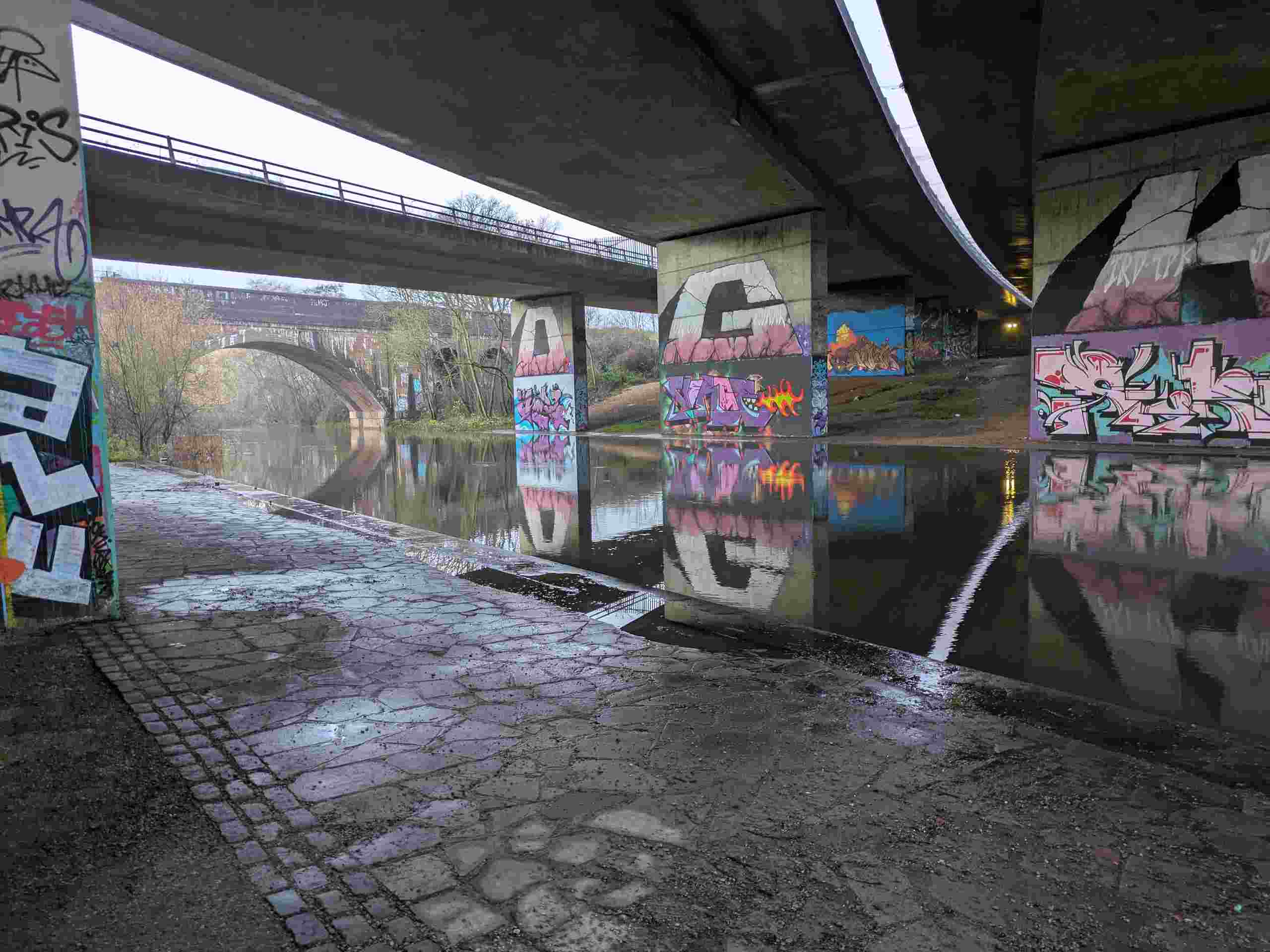 On the path by the river we can see the whole path is clear.